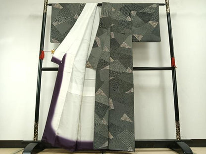 平和屋着物●伝統工芸士 染谷梅治　小紋　百柄　さが美扱い　正絹　逸品　AABH0694fy