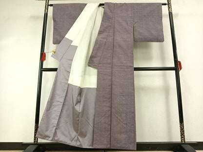 平和屋着物●結城紬　色無地　鳩羽鼠色　正絹　逸品　AABH0700fy