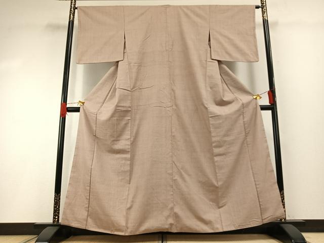 平和屋着物●結城紬　色無地　灰梅色　正絹　逸品　AABH0702fy