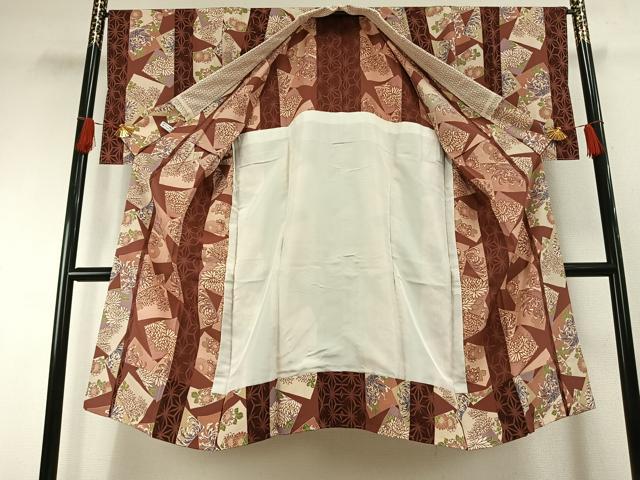 平和屋着物●長襦袢　無双仕立て　色紙重ね花文　正絹　逸品　未使用　AABH0705fy