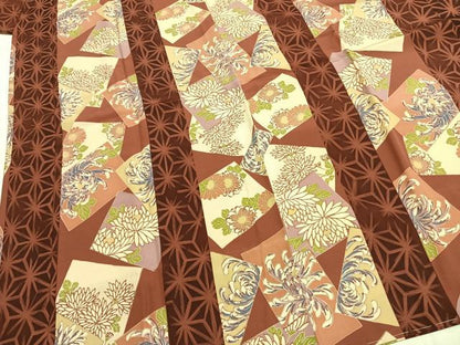 平和屋着物●長襦袢　無双仕立て　色紙重ね花文　正絹　逸品　未使用　AABH0705fy
