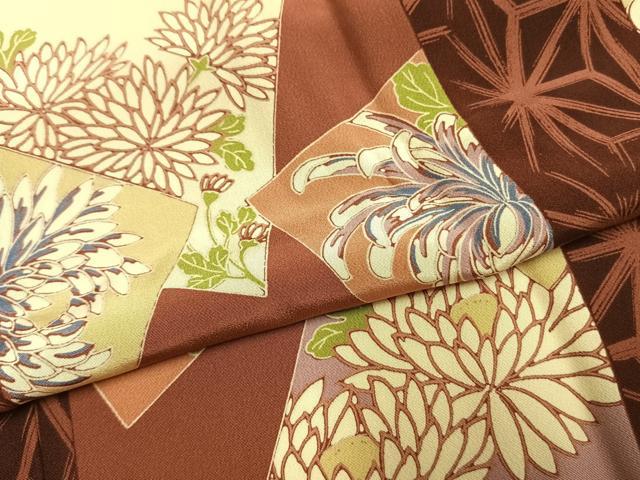 平和屋着物●長襦袢　無双仕立て　色紙重ね花文　正絹　逸品　未使用　AABH0705fy