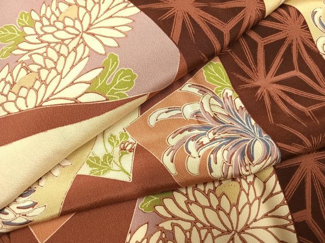 平和屋着物●長襦袢　無双仕立て　色紙重ね花文　正絹　逸品　未使用　AABH0705fy