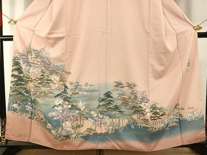 平和屋着物●高級染元　粋峰　林芳夫　京加賀友禅　訪問着　松竹梅　風景文　暈し染め　正絹　逸品　AABH0709fy