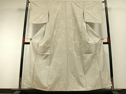 平和屋着物●本場大島紬　白大島　カタス7マルキ　葉唐草文　正絹　逸品　未使用　AABH0710fy