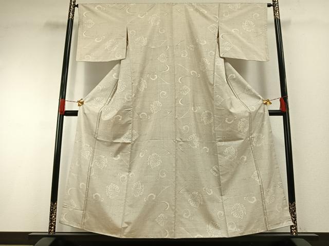 平和屋着物●本場大島紬　白大島　カタス7マルキ　葉唐草文　正絹　逸品　未使用　AABH0710fy