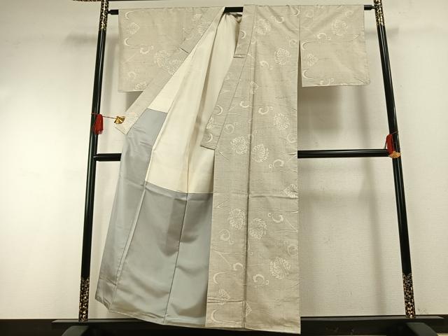 平和屋着物●本場大島紬　白大島　カタス7マルキ　葉唐草文　正絹　逸品　未使用　AABH0710fy