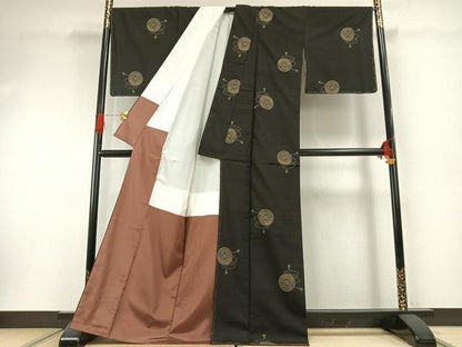 平和屋着物●本場大島紬　カタス9マルキ　地空き　花丸文　正絹　逸品　未使用　AABH0712fy