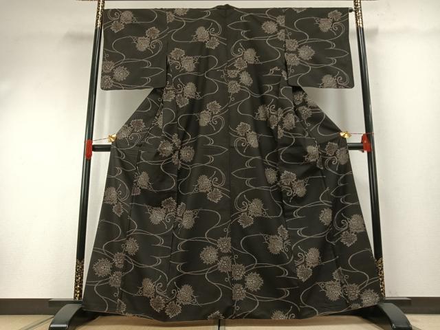 平和屋着物●本場大島紬　カタス7マルキ　蔦の葉文　正絹　逸品　AABH0713fy