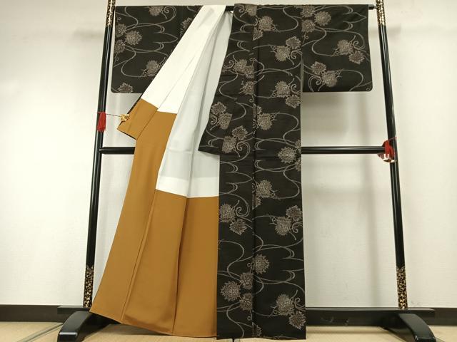 平和屋着物●本場大島紬　カタス7マルキ　蔦の葉文　正絹　逸品　AABH0713fy