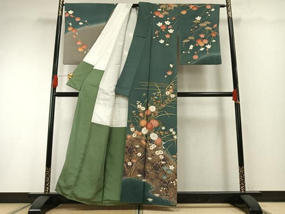 平和屋着物●訪問着　作家物　草花文　暈し染め　金彩　正絹　逸品　AABH0715fy