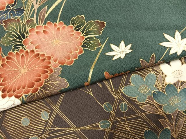平和屋着物●訪問着　作家物　草花文　暈し染め　金彩　正絹　逸品　AABH0715fy