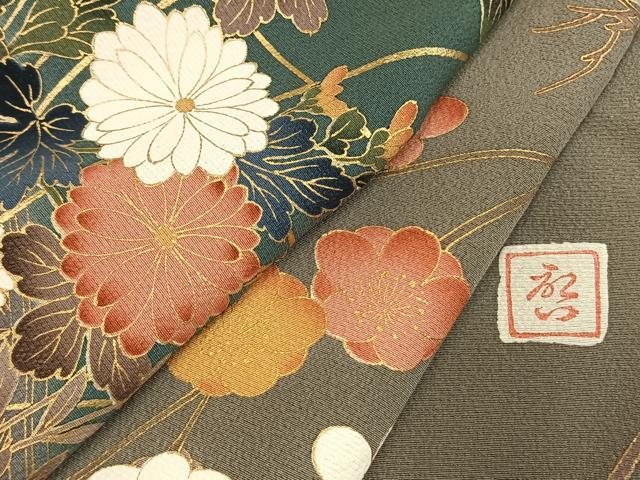 平和屋着物●訪問着　作家物　草花文　暈し染め　金彩　正絹　逸品　AABH0715fy