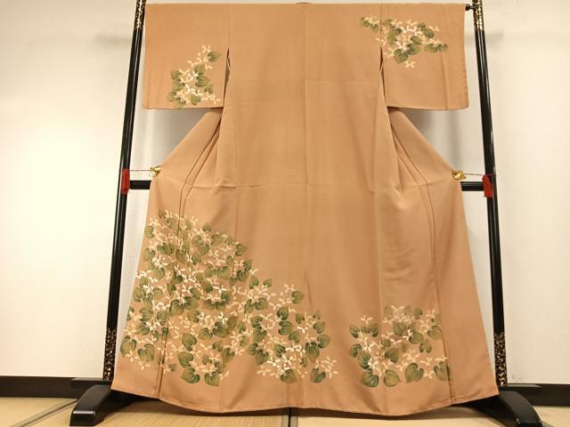 平和屋着物●訪問着　作家物　草花文　正絹　逸品　AABH0716fy