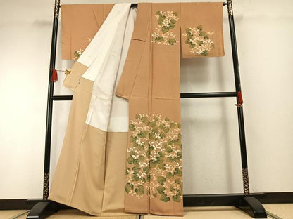 平和屋着物●訪問着　作家物　草花文　正絹　逸品　AABH0716fy