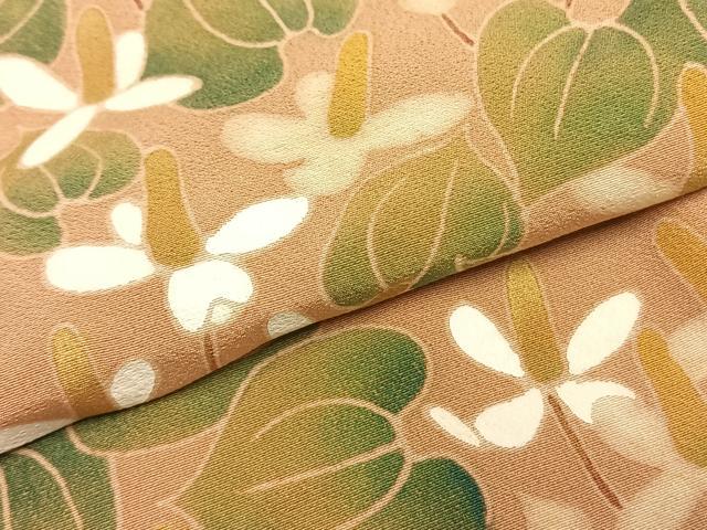 平和屋着物●訪問着　作家物　草花文　正絹　逸品　AABH0716fy