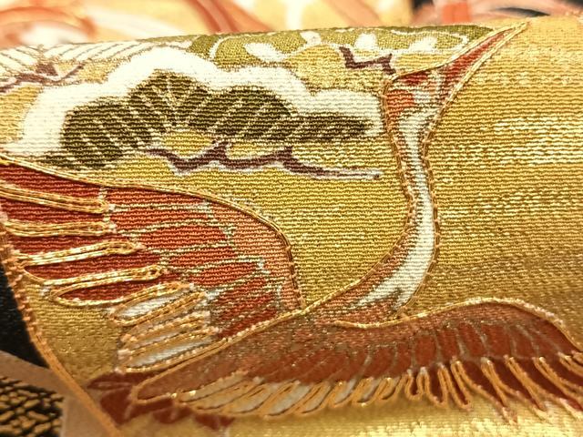 平和屋着物●創業460年・千總　黒留袖　駒刺繍　熨斗花鳥文　金彩　高島屋扱い　正絹　逸品　AABH0717fy 平和屋着物○創業460年・千總 黒留袖 駒刺繍 熨斗花鳥文