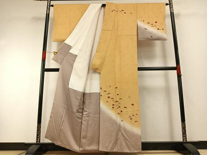 平和屋着物●訪問着　松　梅　暈し染め　金彩　正絹　逸品　AABH0719fy