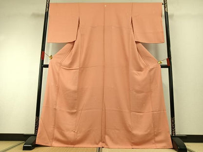 平和屋着物●上質な色無地　草花地紋　深支子色　正絹　逸品　AABH0721fy