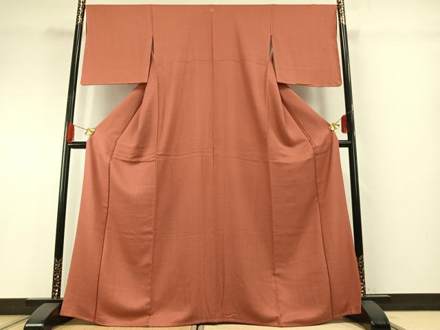 平和屋着物●上質な色無地　花尽くし地紋　浅緋色　正絹　逸品　未使用　AABH0724fy
