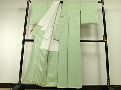 平和屋着物●上質な色無地　草花地紋　夏虫色　正絹　逸品　AABH0725fy