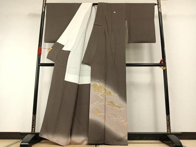 平和屋着物●豪華色留袖　友禅　立波文　暈し染め　金糸　金彩　正絹　逸品　AABH0726fy
