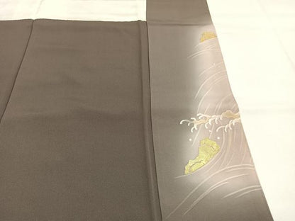 平和屋着物●豪華色留袖　友禅　立波文　暈し染め　金糸　金彩　正絹　逸品　AABH0726fy