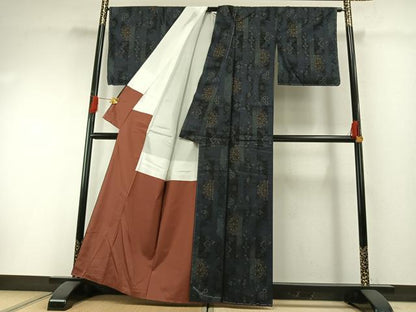 平和屋着物●本場大島紬　カタス7マルキ　吉祥花文　正絹　逸品　未使用　AABH0728fy