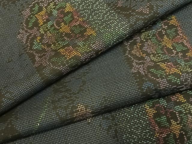 平和屋着物●本場大島紬　カタス7マルキ　吉祥花文　正絹　逸品　未使用　AABH0728fy