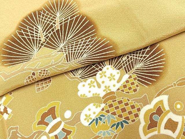平和屋着物●本加賀友禅友禅作家　金丸修一　訪問着　枝松宝尽くし文様　暈し染め　正絹　逸品　未使用　AABH0729fy