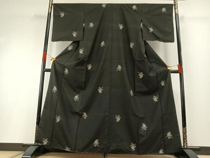 平和屋着物●本場大島紬　一元7マルキ　総絣　地空き　草花文　正絹　逸品　AABH0731fy