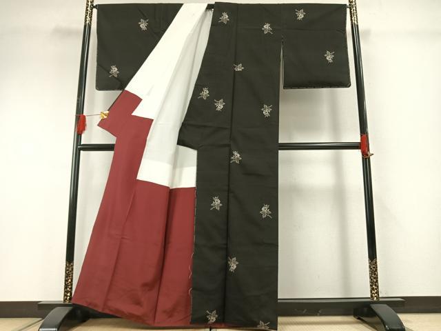 平和屋着物●本場大島紬　一元7マルキ　総絣　地空き　草花文　正絹　逸品　AABH0731fy