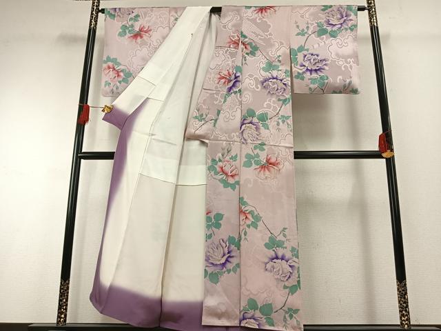 平和屋着物●上質な小紋　草花文　暈し染め　金彩　正絹　逸品　AABH0732fy 平和屋着物○上質な小紋 草花文 暈し染め 金彩 正絹 逸品 AABH0732fy