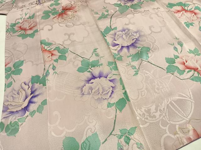 平和屋着物○上質な小紋 草花文 暈し染め 金彩 正絹 逸品 AABH0732fy