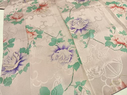 平和屋着物●上質な小紋　草花文　暈し染め　金彩　正絹　逸品　AABH0732fy