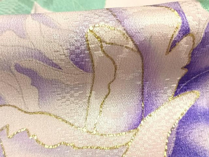 平和屋着物●上質な小紋　草花文　暈し染め　金彩　正絹　逸品　AABH0732fy