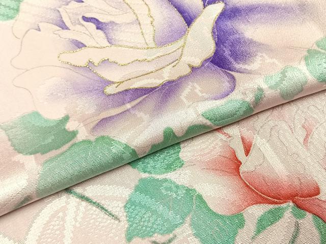 平和屋着物●上質な小紋　草花文　暈し染め　金彩　正絹　逸品　AABH0732fy