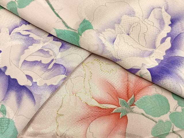 平和屋着物●上質な小紋　草花文　暈し染め　金彩　正絹　逸品　AABH0732fy 平和屋着物○上質な小紋 草花文 暈し染め 金彩 正絹 逸品 AABH0732fy