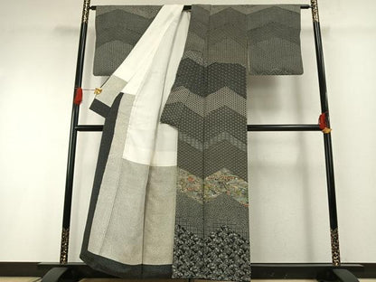 平和屋着物●西野慎一　訪問着　人物風景花文　正絹　逸品　AABH0733fy