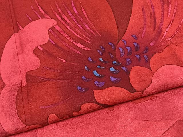 平和屋着物●豪華振袖・長襦袢(無双仕立て)セット　作家物　舞花文　半衿刺繍　正絹　逸品　AABH0735fy
