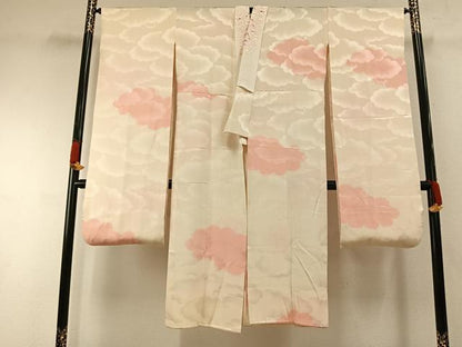平和屋着物●豪華振袖・長襦袢(無双仕立て)セット　作家物　舞花文　半衿刺繍　正絹　逸品　AABH0735fy