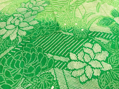 平和屋着物●豪華振袖　総絞り　草花文　暈し染め　正絹　逸品　AABH0736fy