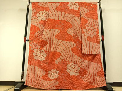 平和屋着物●豪華振袖　総絞り　舞花文　正絹　逸品　AABH0737fy