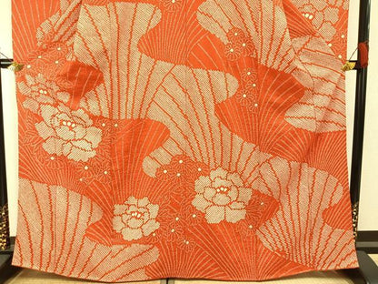 平和屋着物●豪華振袖　総絞り　舞花文　正絹　逸品　AABH0737fy