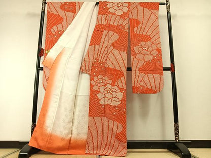 平和屋着物●豪華振袖　総絞り　舞花文　正絹　逸品　AABH0737fy