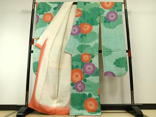 平和屋着物●名門　藤娘きぬたや・総絞り　振袖　雲取り花文　正絹　逸品　AABH0739fy