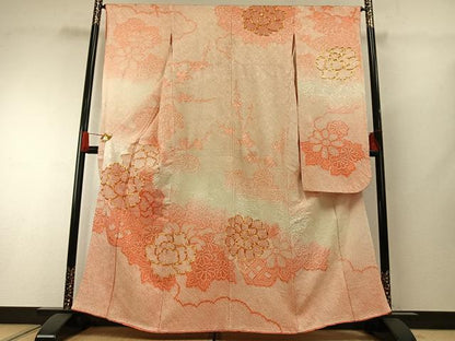 平和屋着物●豪華振袖　総駒刺繍　草花文　暈し染め　やまと誂製　正絹　逸品　AABH0740fy