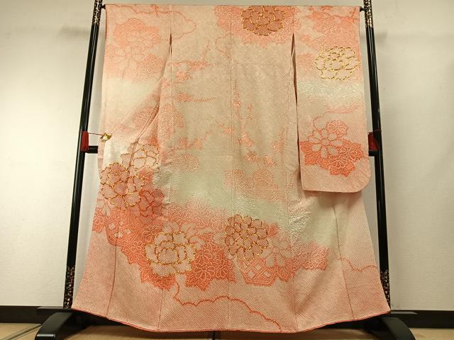 平和屋着物●豪華振袖　総駒刺繍　草花文　暈し染め　やまと誂製　正絹　逸品　AABH0740fy