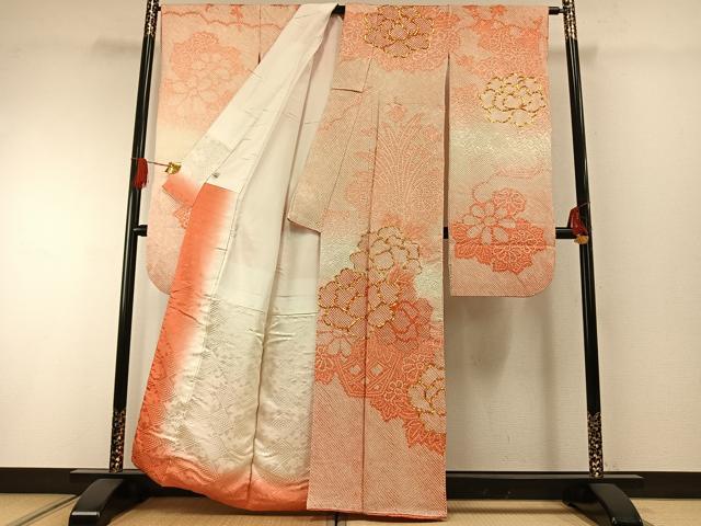 平和屋着物●豪華振袖　総駒刺繍　草花文　暈し染め　やまと誂製　正絹　逸品　AABH0740fy
