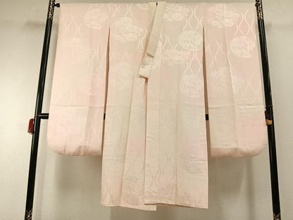 平和屋着物●振袖用長襦袢　袷　草花地紋　正絹　逸品　AABH0742fy